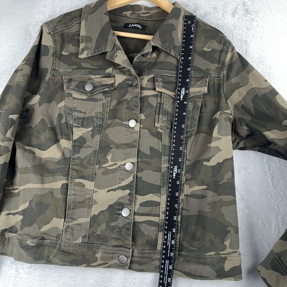 D. Jeans Camouflage Denim Jacket Button Front Army Green Women's Size 1X - Picture 8 of 12